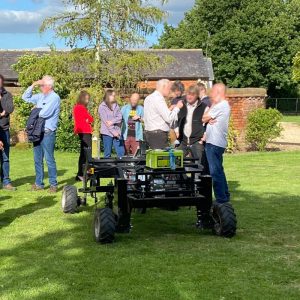 Early prototype of the robot on display