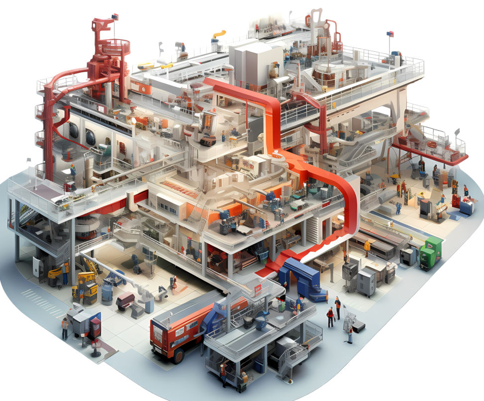 Industrial manufacturing plant render