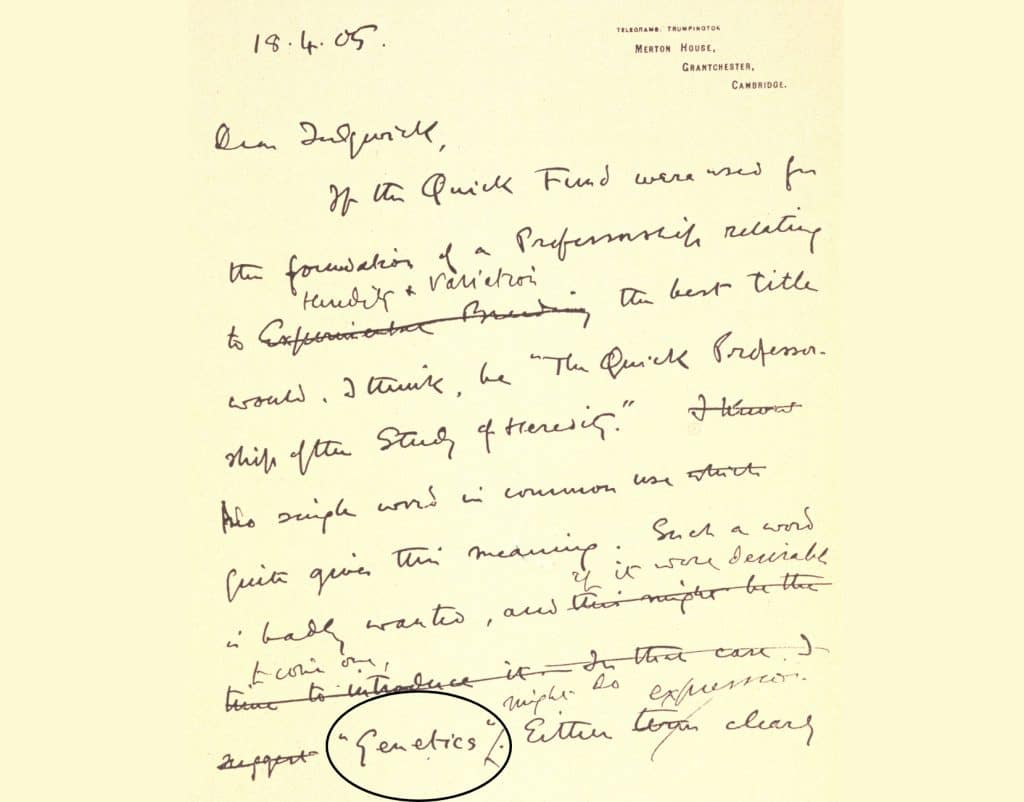 Bateson letter 827, John Innes Historical Collections, Courtesy of the John Innes Foundation