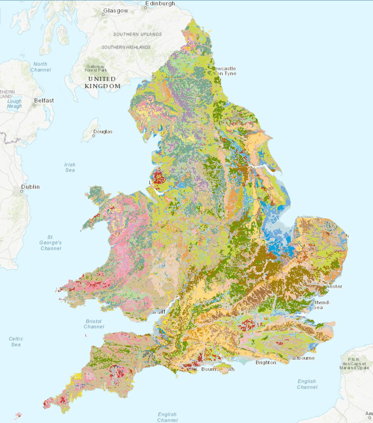 National Soil Map of England and Wales (Data originated from the Cranfield University, Land Information System LandIS® Portal