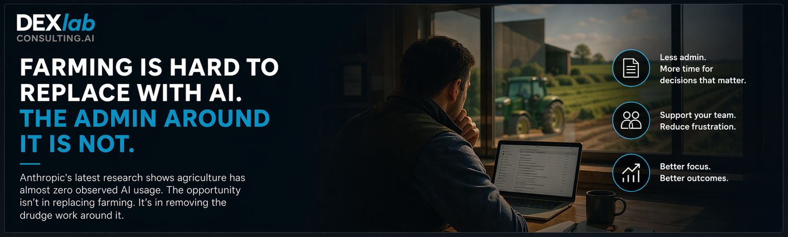 Farming is hard to replace with AI. The admin around it is not.