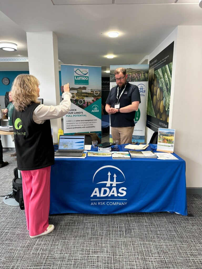 Dan Hobley Senior Modeller at ADAS unveiling the new LUMEO tool at Agri-TechE’s NatureTech Conference in April 2026