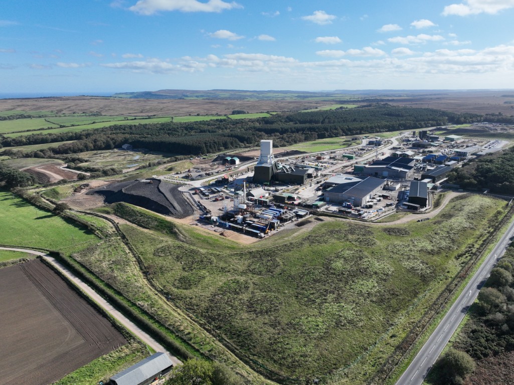 progress images of Woodsmith Mine by drone in October 2023